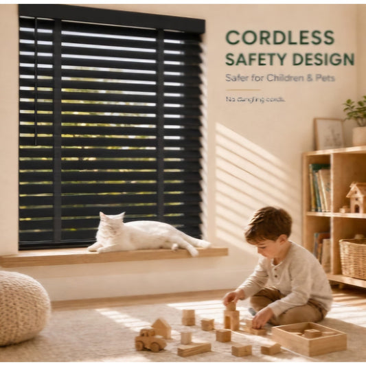 2" Cordless Wood Blinds for Indoor Windows, Window Blinds Cordless for Home 70" W x 60" H