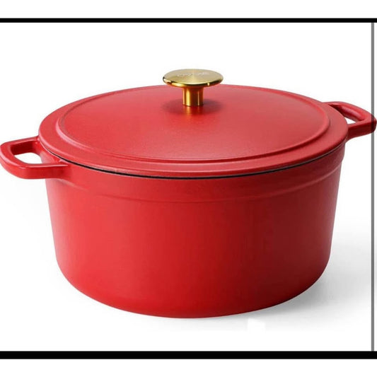 CAROTE Cast Iron Dutch Oven Pot with Lid, Enameled Dutch Oven for Bread Baking, Dual Handles, Heavy-