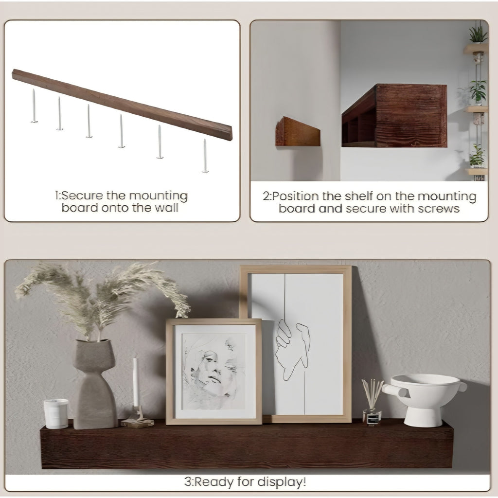 Fireplace Mantel Shelf 60 Inch,Handmade Rustic Solid Wood Mantles for Over Fireplace