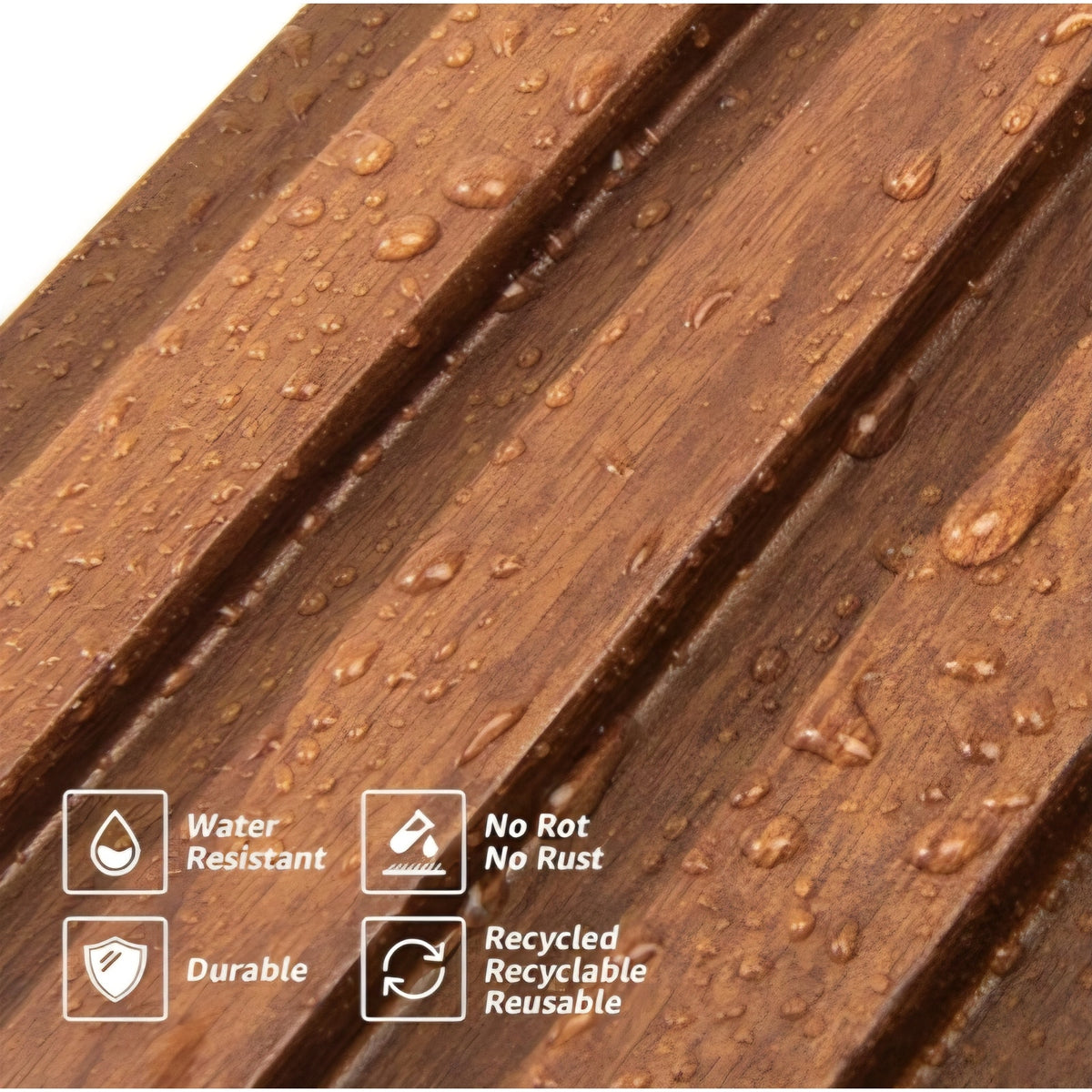 Art3d Slat Wall Panels, WPC Soundproof 3D Wall, Teak 8-Pack 96 x 6 in. Teak
