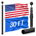 Wphold Flag Poles for Outside House Inground - Extra Thick Telescoping Flag Poles (30FT, Black)