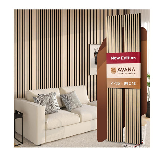 Avana Acoustic Wood Wall Panels – 94.4 x 12.6 Inch White Oak Acoustic Panels 2 PCs