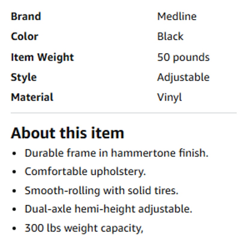 Medline K1 Basic Vinyl Wheelchair with Full-Length Arms and Elevating Leg Rests