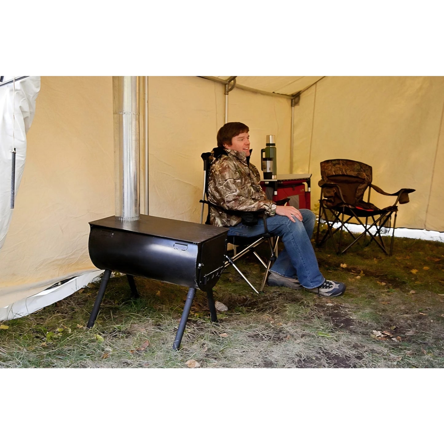 Camp Chef Alpine CS14 Heavy Duty Cylinder Tent Cabin Stove with damper and side shelves