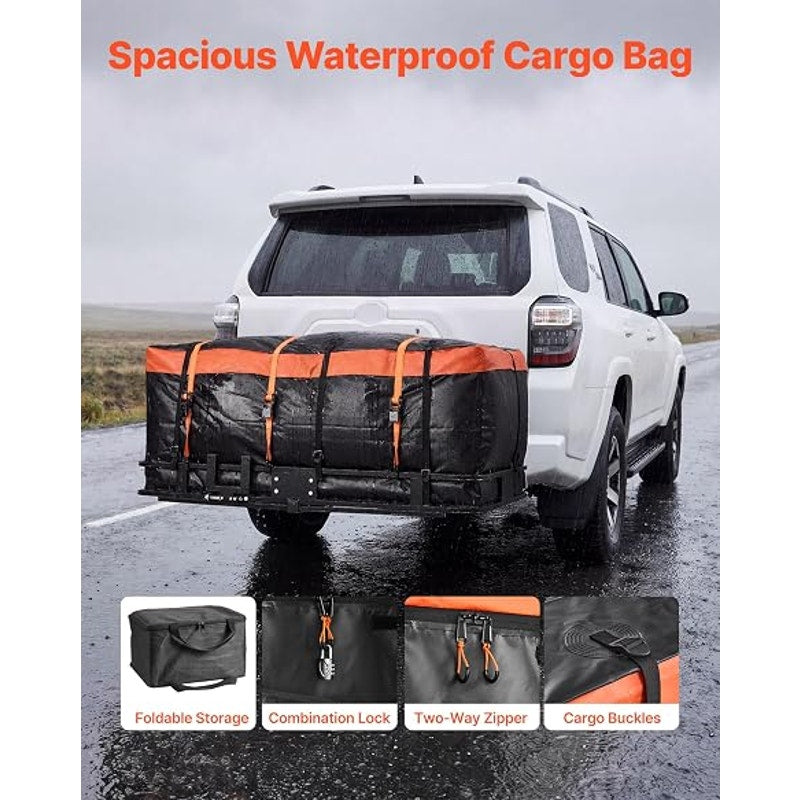 VEVOR Hitch Mount Cargo Carrier, 60" x 36" x 6" Folding Rear Luggage Rack Basket,  500LBS Capacity.