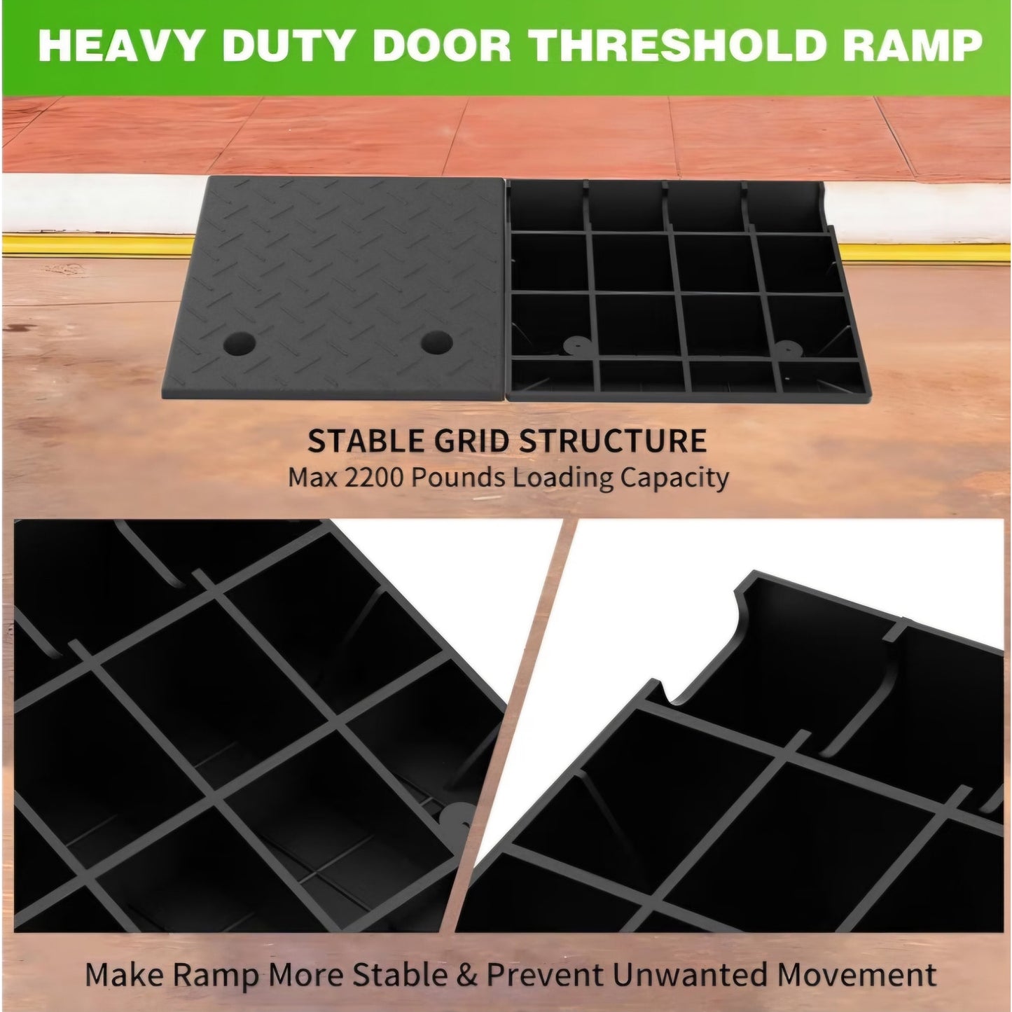 7.9 Inch Rise Rubber Ramp, Door Ramp with Non-Slip Surface