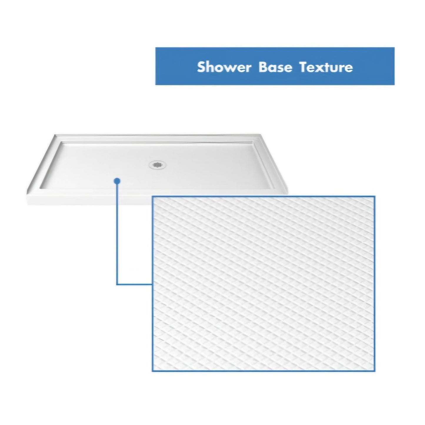 DreamLine SlimLine 32 in. D x 60 in. W x 2 3/4 in. H Center Drain Single Threshold Shower Base
