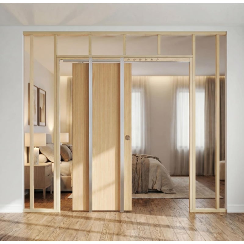 36"x80" Pocket Door Frame Kit, 200LBS Two-Way Soft Close Mechanism