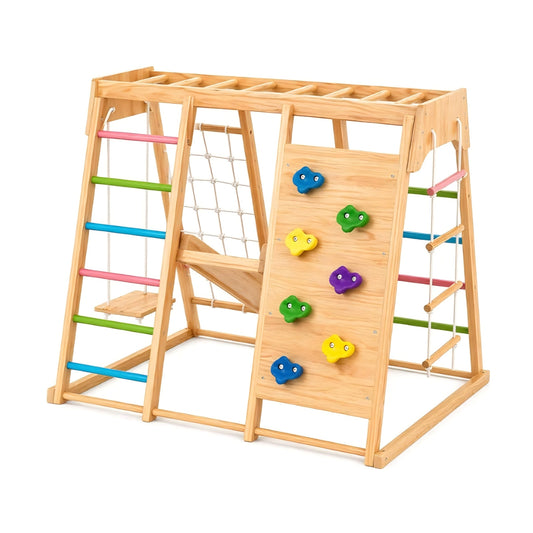 Premium Wooden Indoor Climbing Gym for Kids – Montessori Playset with Climbing Wall, Ladder
