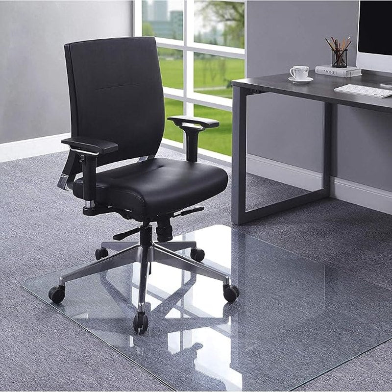 Lorell Tempered Glass Chairmat, 44" Width x 50" Depth x 0.25" Thickness, Clear, 1 Each.Rectangular