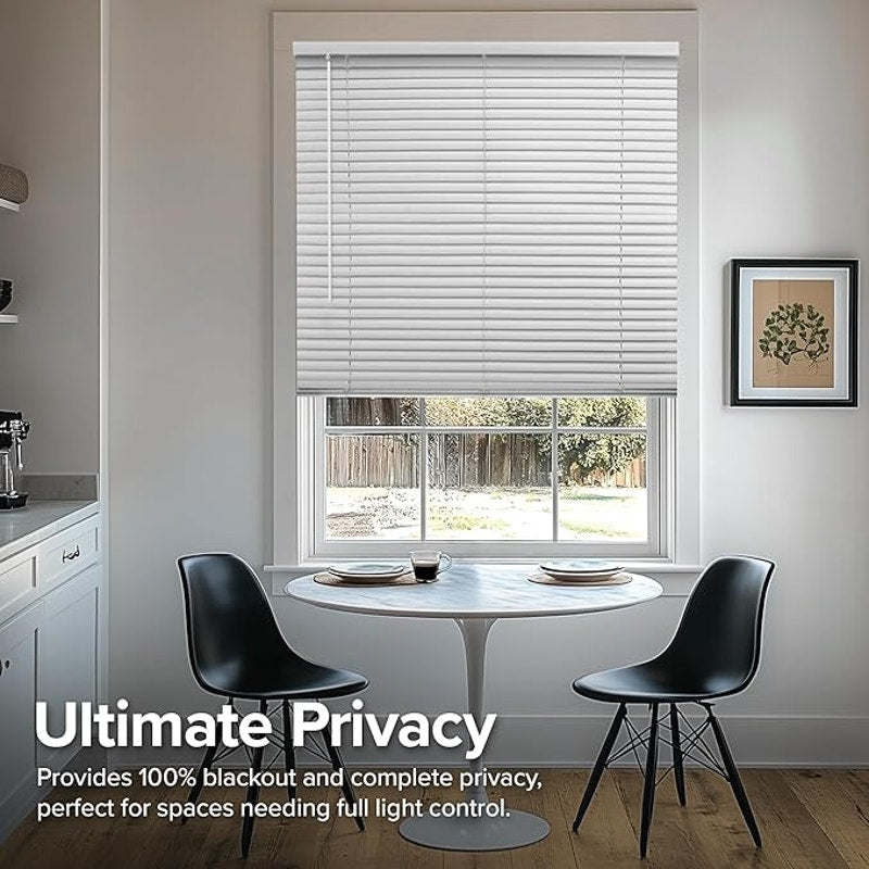 CHICOLOGY Cordless Mini Blinds, 1 Inch Vinyl Window Blinds, Child Safe, Midnight White,60" W x 48"H