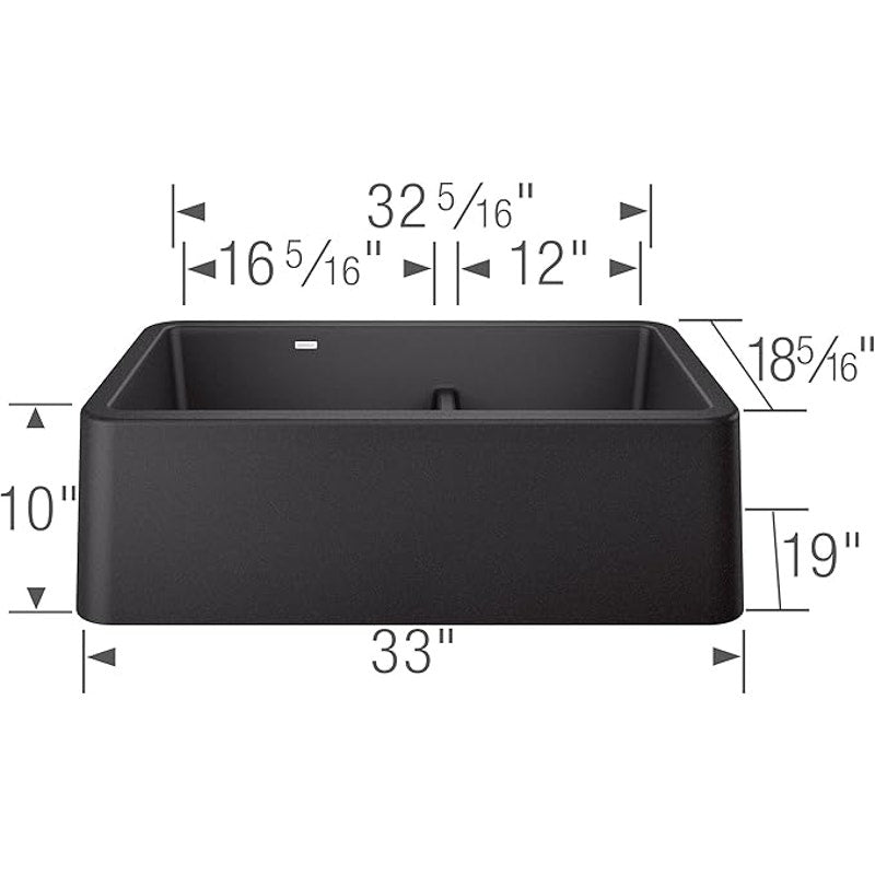 BLANCO, Anthracite 402322 IKON SILGRANIT 60/40 Double Bowl Apron-Front Kitchen Sink, 33" X 19"
