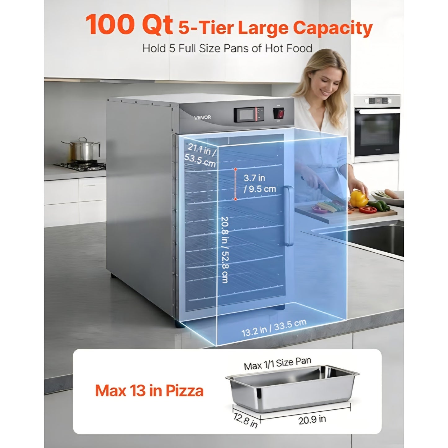 Electric Hot Box Food Warmer, 5-Tier Commercial Warming Cabinet with Water Tray