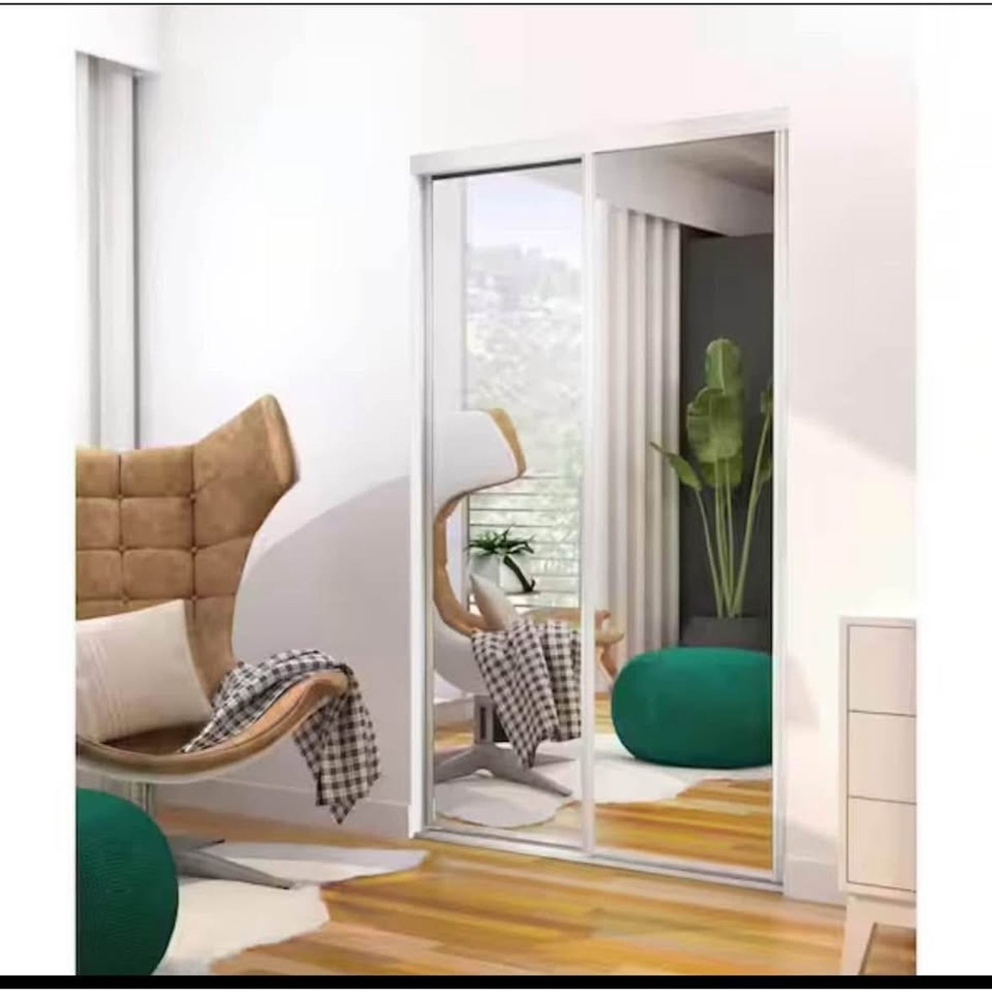 Contractors Wardrobe 60 in. x 81 in. Concord White Aluminum Frame Mirrored Interior Sliding Closet D