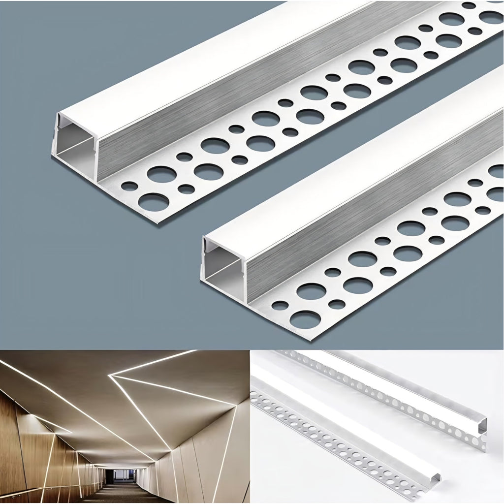 6 Pack Plaster-in LED Channel 6.6FT Recessed Drywall Aluminum Lighting Track,Trimless Strip Profile