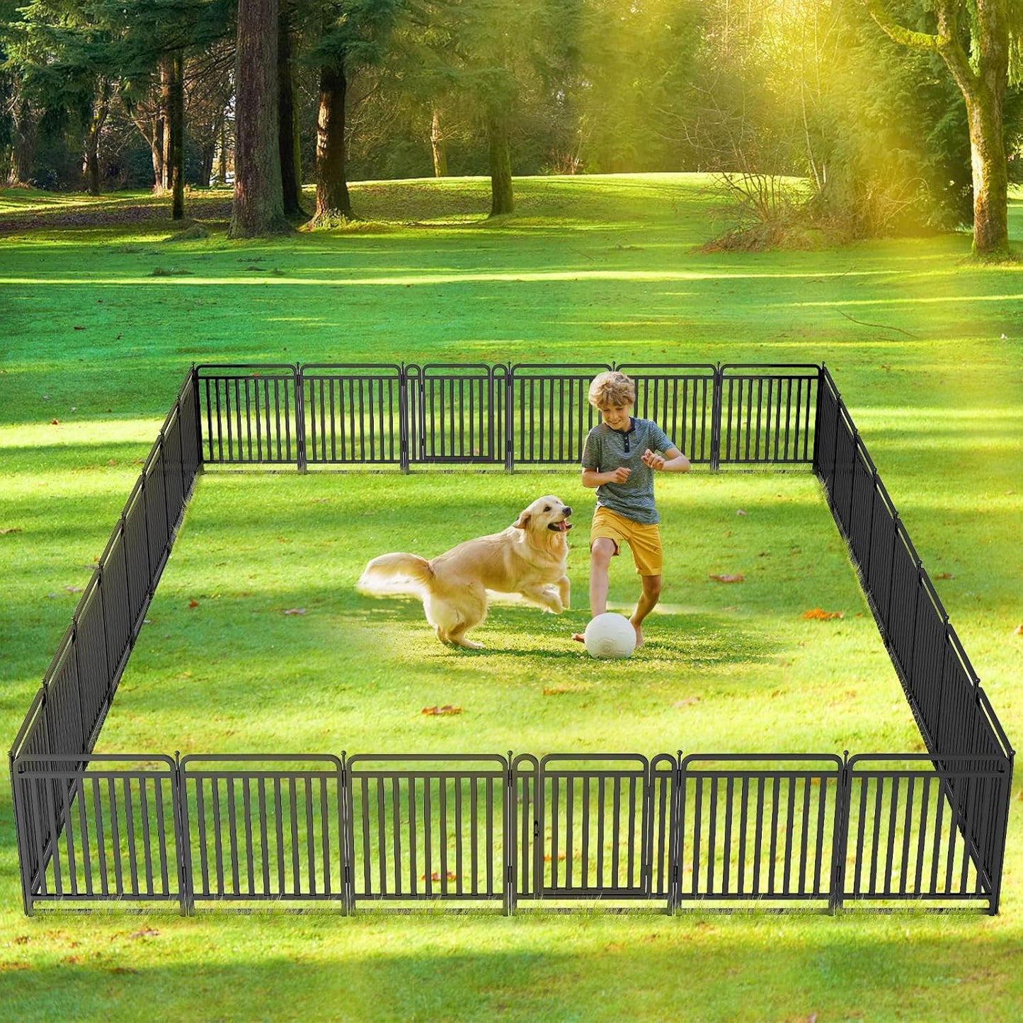 New Thickened Version Dog Playpen, 32 In. Foldable Metal Dog Dlaypen, with Doors (16 Panels)