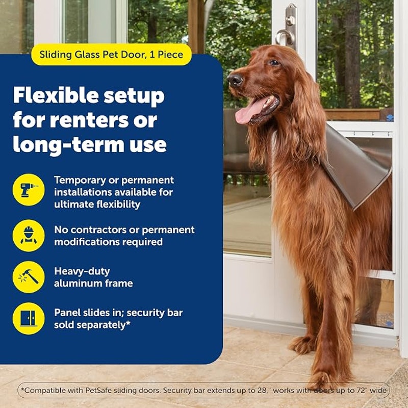 PetSafe Sliding Glass Pet Door - Large Dogs to 130 lb - White, 75 7/8" to 80 11/16".