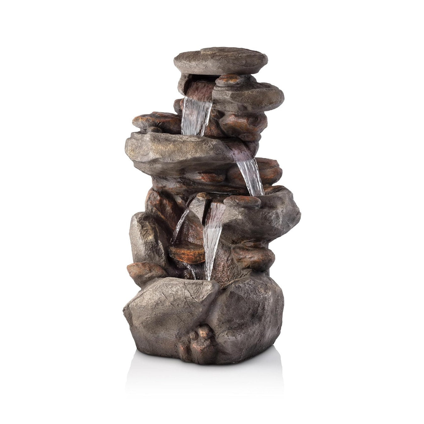 Alpine Corporation WIN316 40" Floor Fountain – 4-Tiered Rock Water Feature
