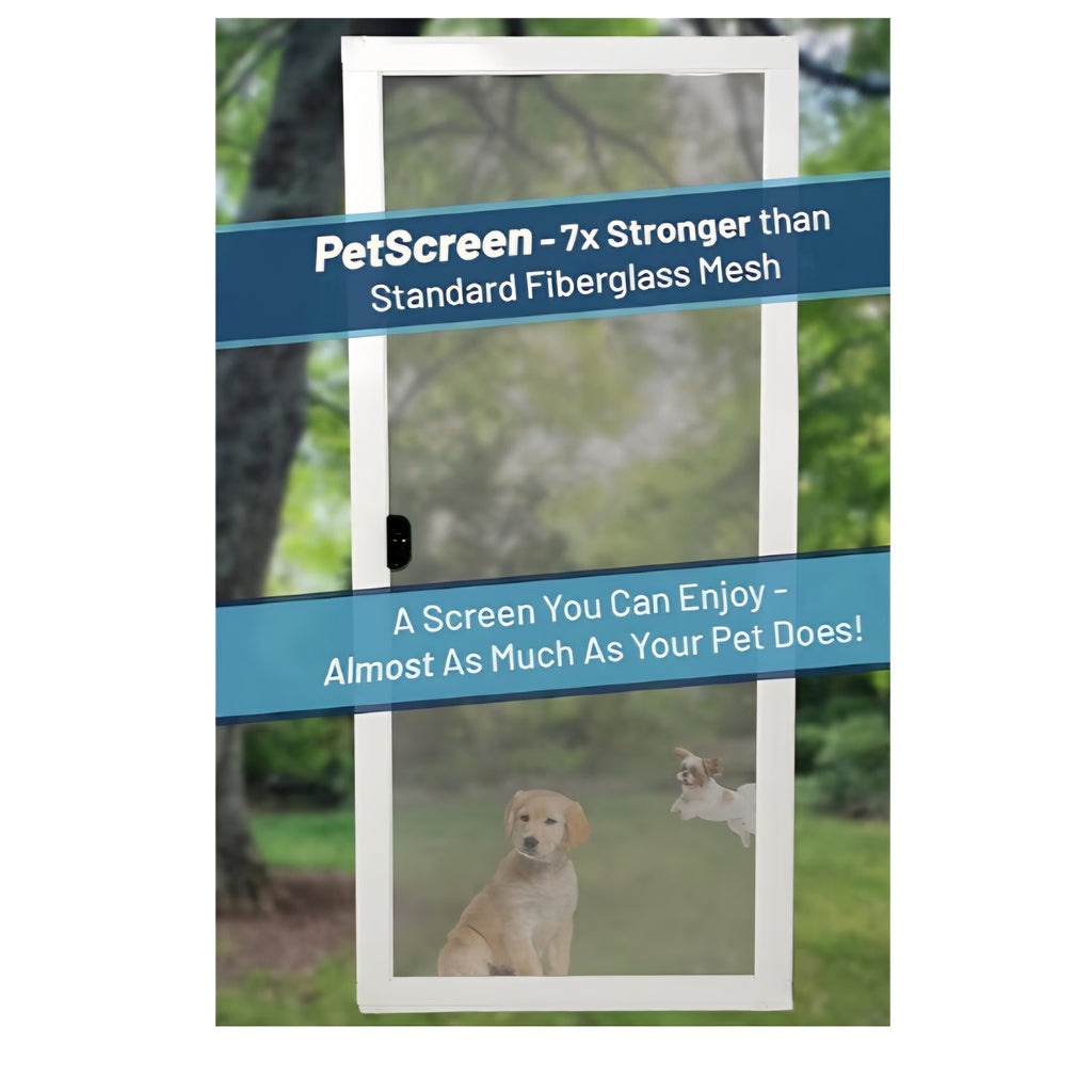 Sliding Screen Door Replacement, Ready-to-Assemble, Easy DIY, White, 36" - PetScreen