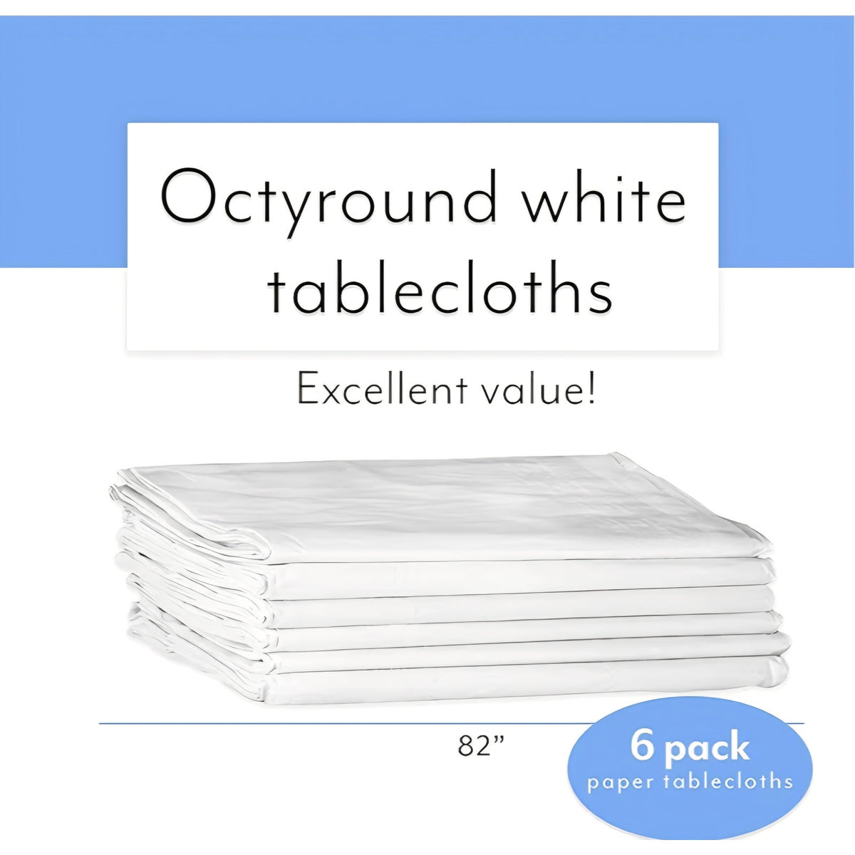 White Paper Table Cloths for Round Tables - 82” Octyround Paper
