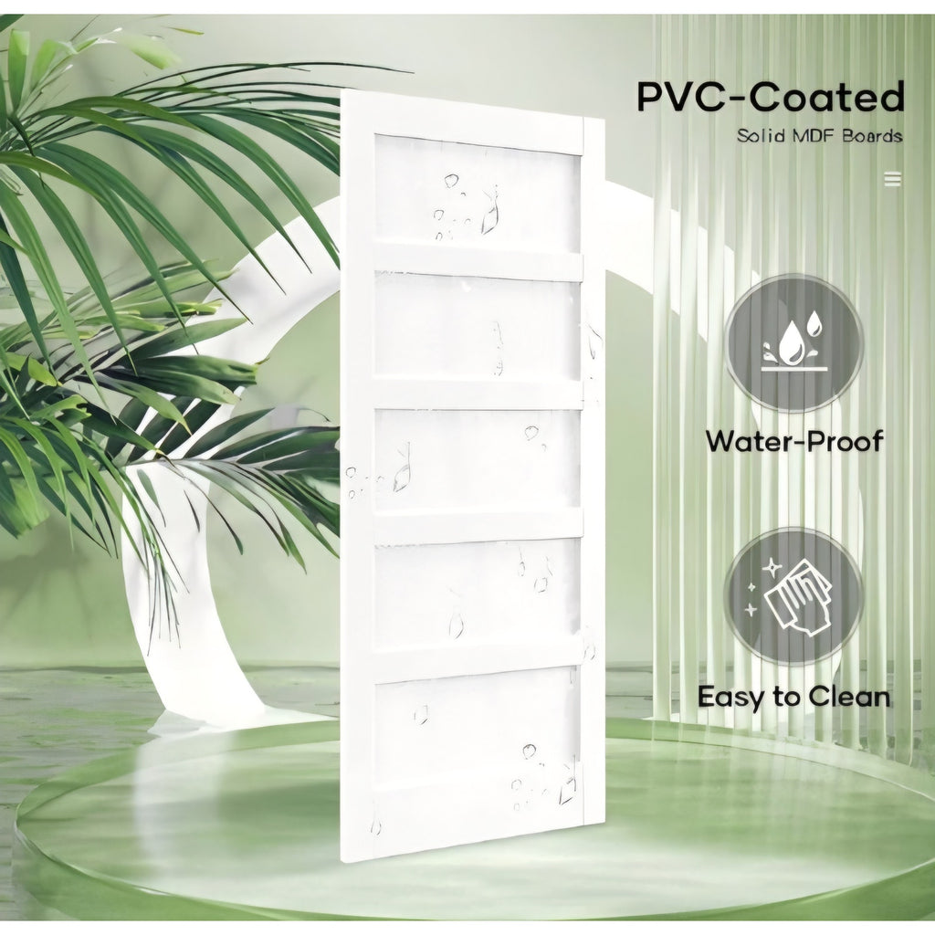 48x84 inch White Barn Door with 8FT Sliding Door Hardware Kit Included & Handle,MDF,Solid PVC