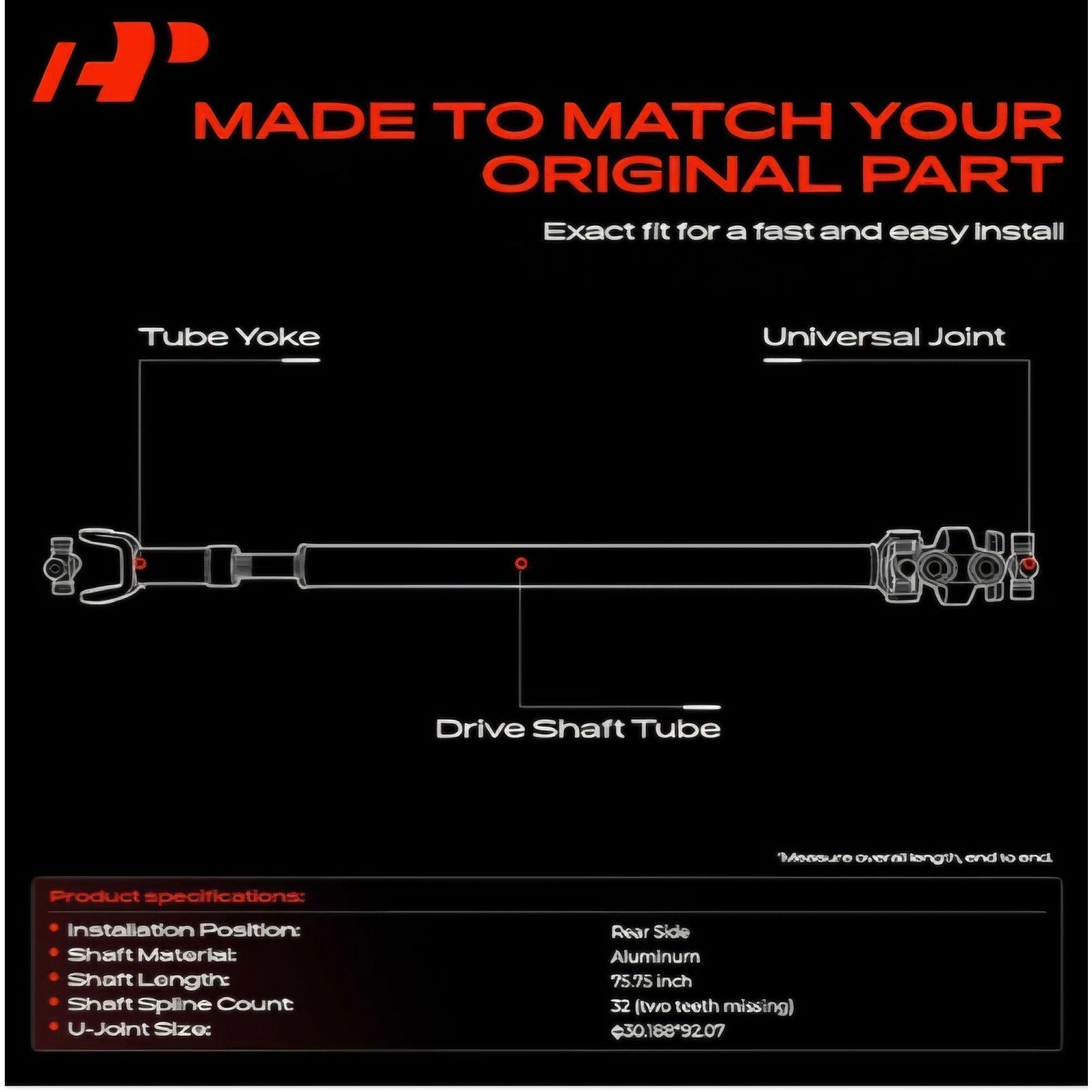 Rear Drive Shaft Assembly Compatible with Chevrolet, GMC Silverado 1500 & GMC Sierra 1500 2007-2013