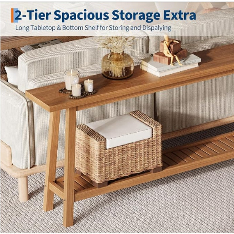 Garvee 70.9 Inch Console Table for Entryway, Extra Long 2-Tier Narrow Sofa Table Behind Couch