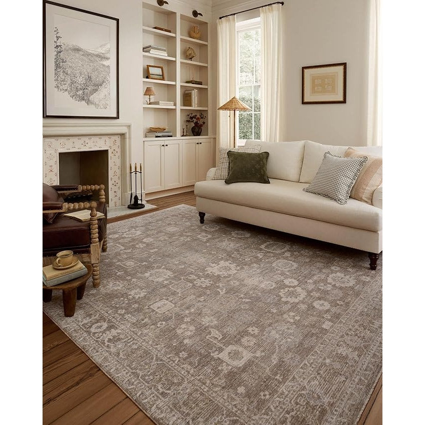 Loloi Chris Loves Julia Louisa Collection LOI-03 Taupe/Ivory 7'-10" x 10' .38" Pile Height, Area Rug