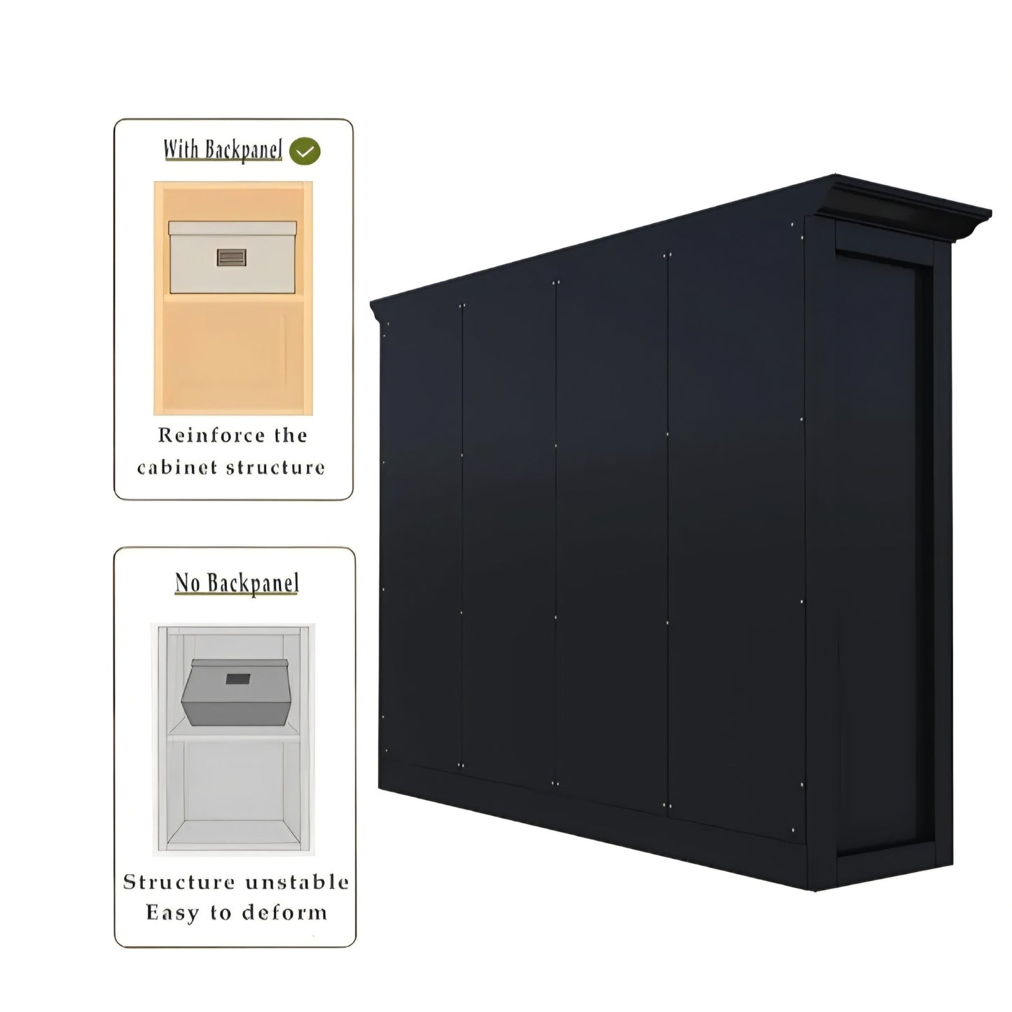 Cube Storage Bookcase with Base - Wooden 3 Tiers Floor Standing Open Shelf Cabinet for Home