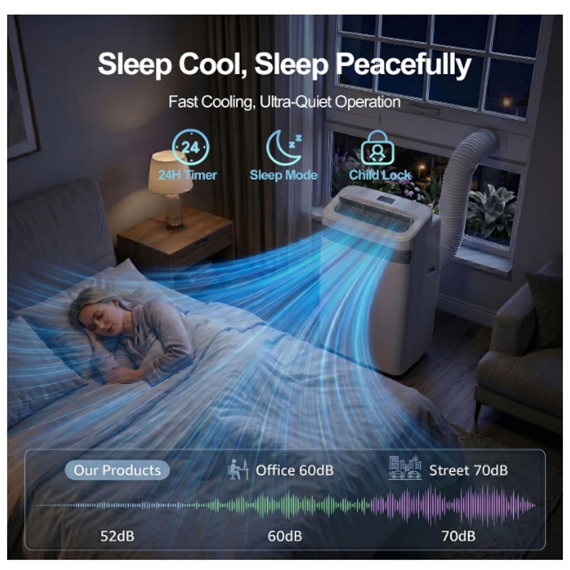 UTHFY 14,000 BTU Portable Air Conditioners, 4-In-1 Portable AC Unit With Dehumidifier/Cool/Fan