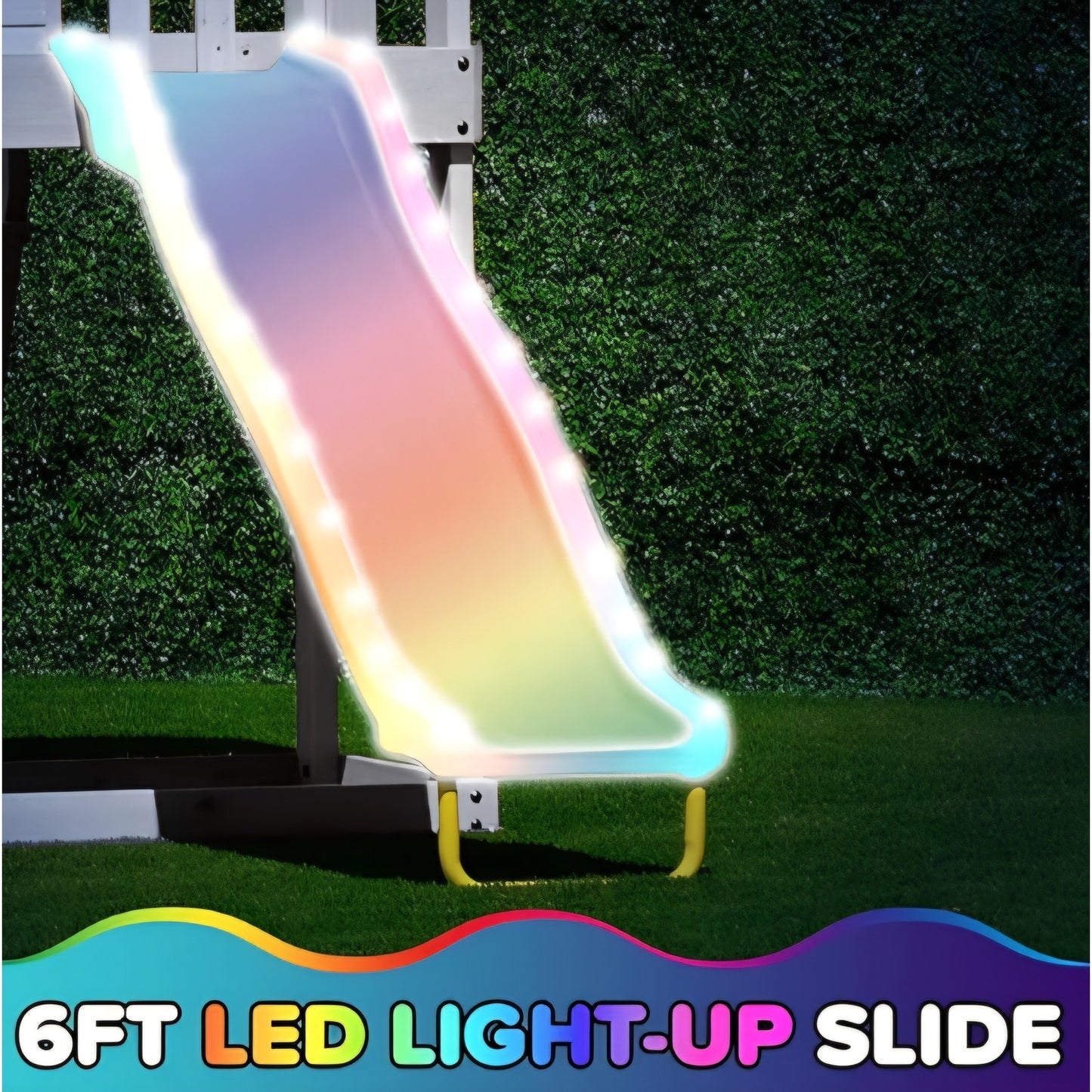 Sportspower Amelia Galaxy Cedar Wooden Swing Set for Night Play with 2 LED Swings