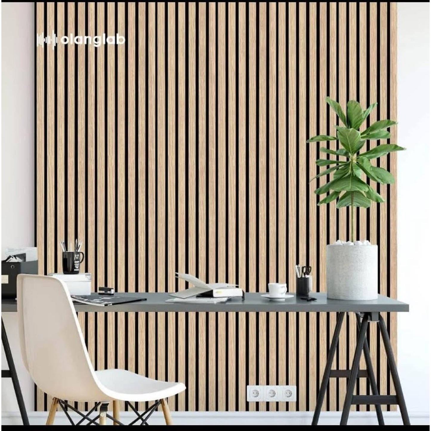 $100 obo Olanglab Wood Slat Wall Panels, Wooden Acoustic Wall Panels, 94.5"x12.6" Each 3D Wall Panel
