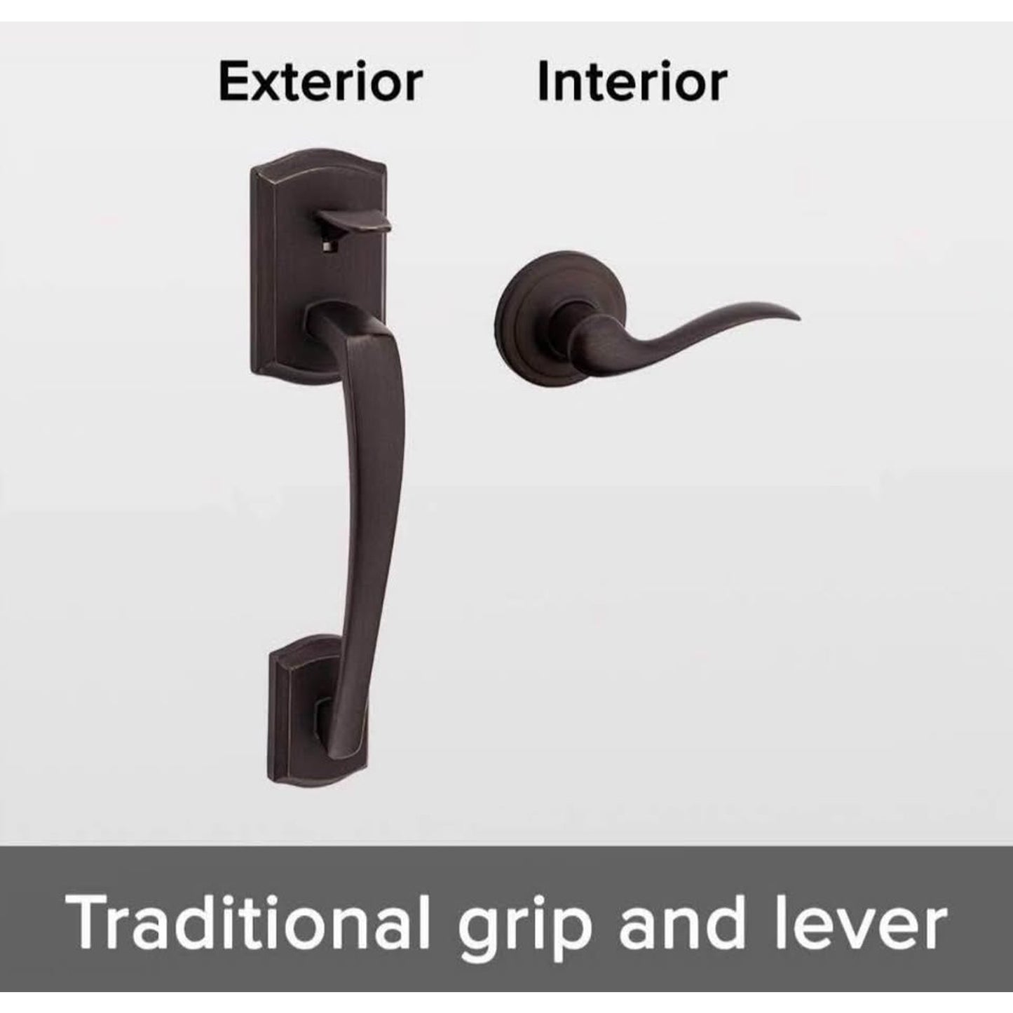 Kwikset Prescott Front Door Handle No Lock, Entry Handleset Exterior with Interior Reversible Handed