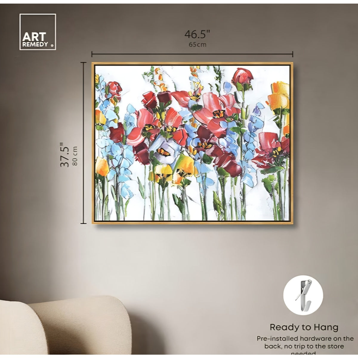 Art Remedy Follow Your Heart Canvas Bright Colorful Abstract Wall Art, Gold Frame, 45" x 36