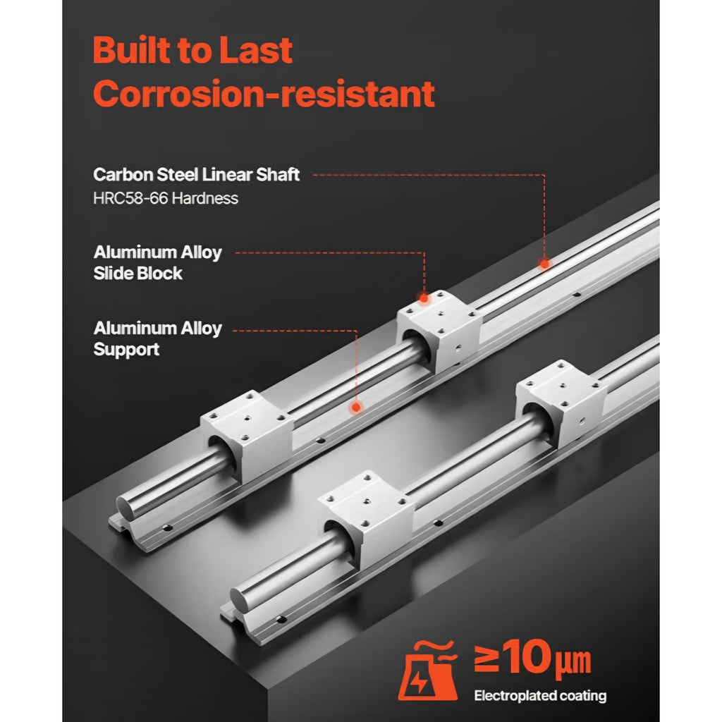 VEVOR Linear Rail Kit, SBR20, 2Pcs 2000 mm (78.74 inch) Linear Motion Guide Rails and 4Pcs