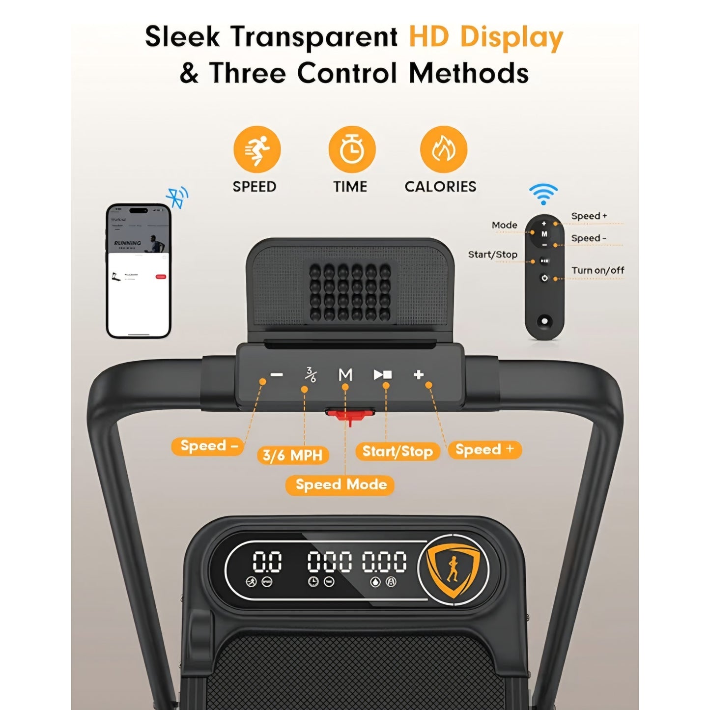 Foldable Treadmill with 10% Incline, Upgrade 3.5HP Low Noise Walking Pad Treadmill with Handle Bar