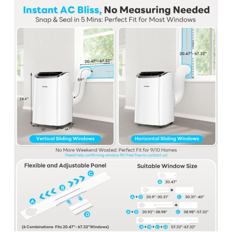 12,000 BTU Portable Air Conditioner Cools Up to 550 Sq.Ft, Auto-Evaporation Low Noise Portable AC