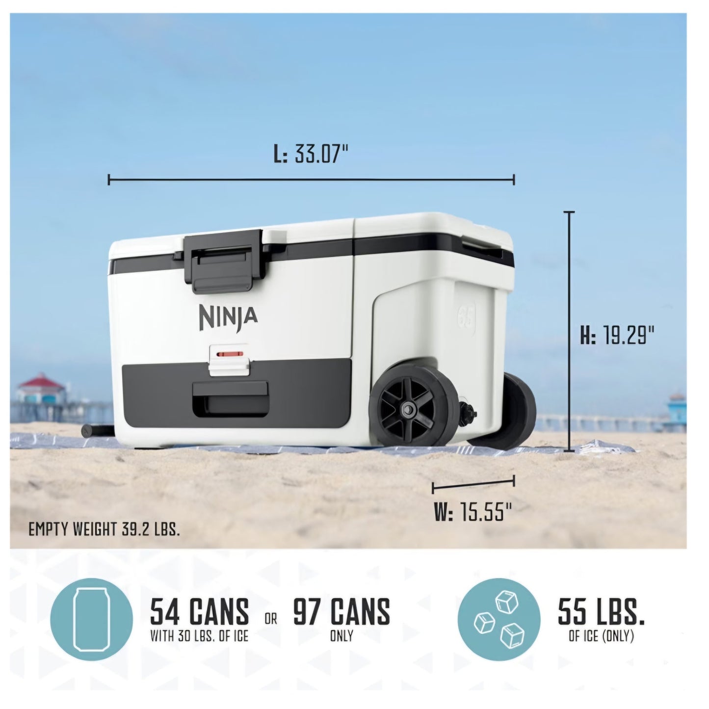 Ninja FrostVault | 65qt Wheeled Cooler with Cold Dry Zone Integrated Fridge Temp Dry Storage Drawer