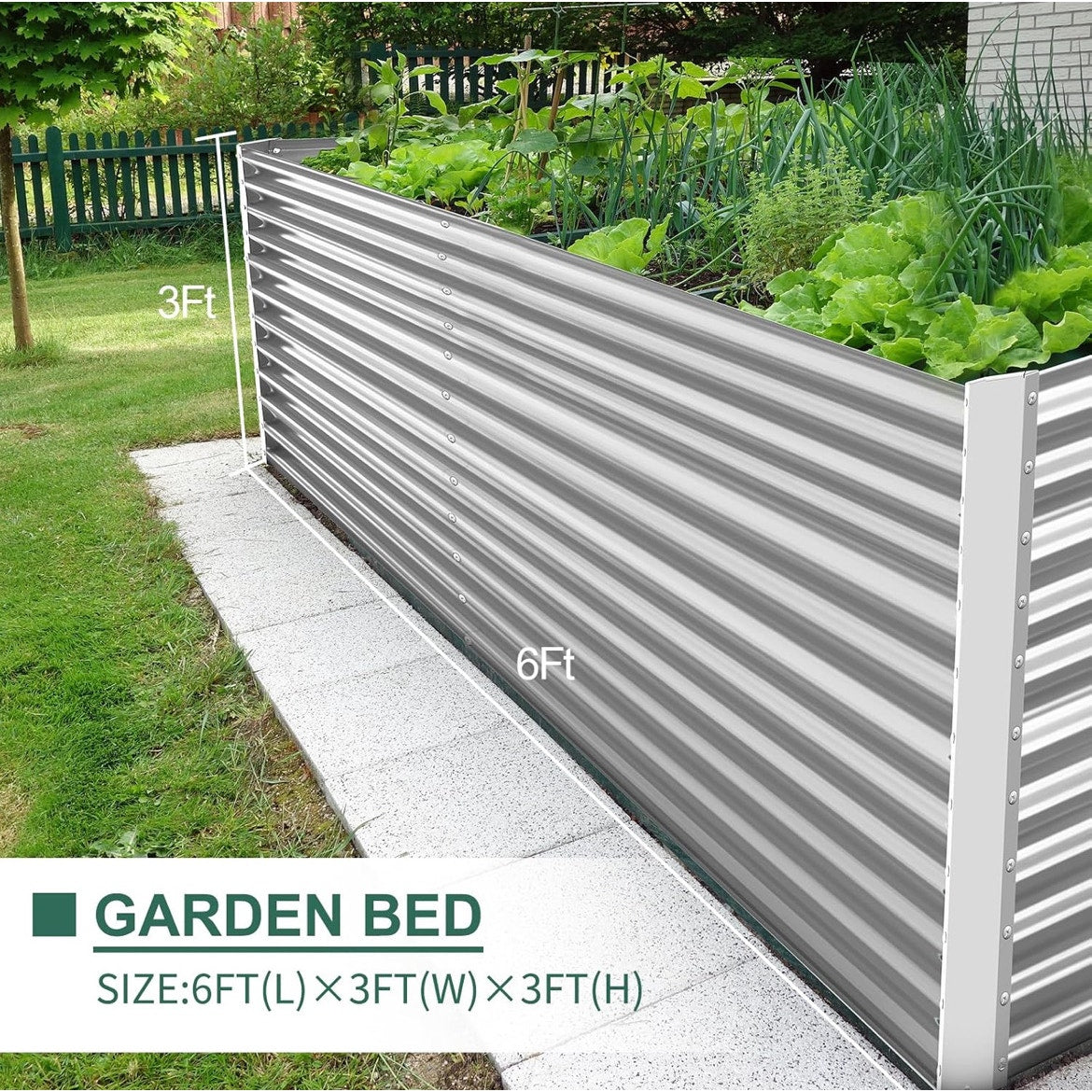 2x Land Guard 8x4x3ft Rectangular Galvanized Raised Garden