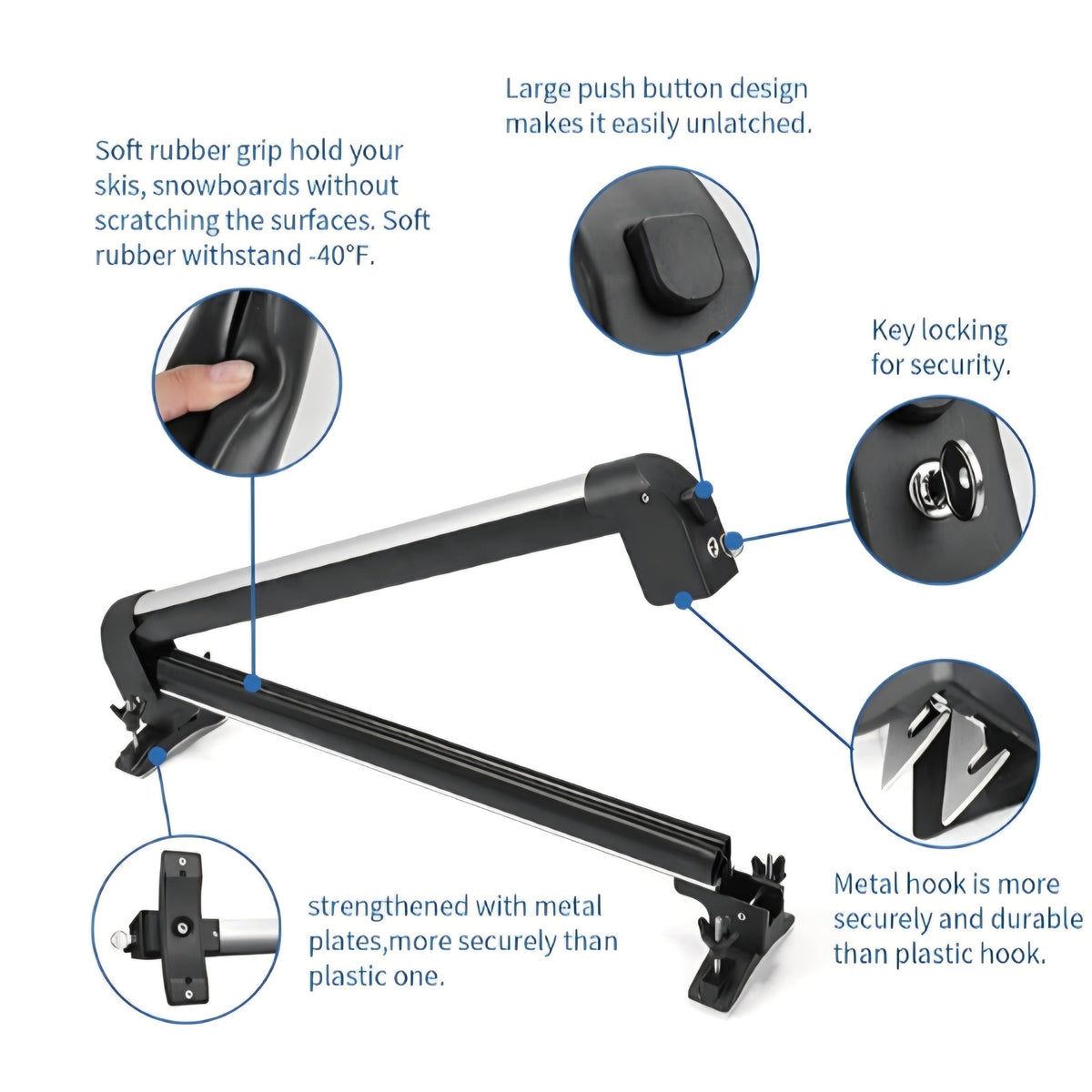 Leader Accessories Car Ski Snowboard Roof Racks, Fits Up to 6 Pairs of Skis or 4 Snowboards