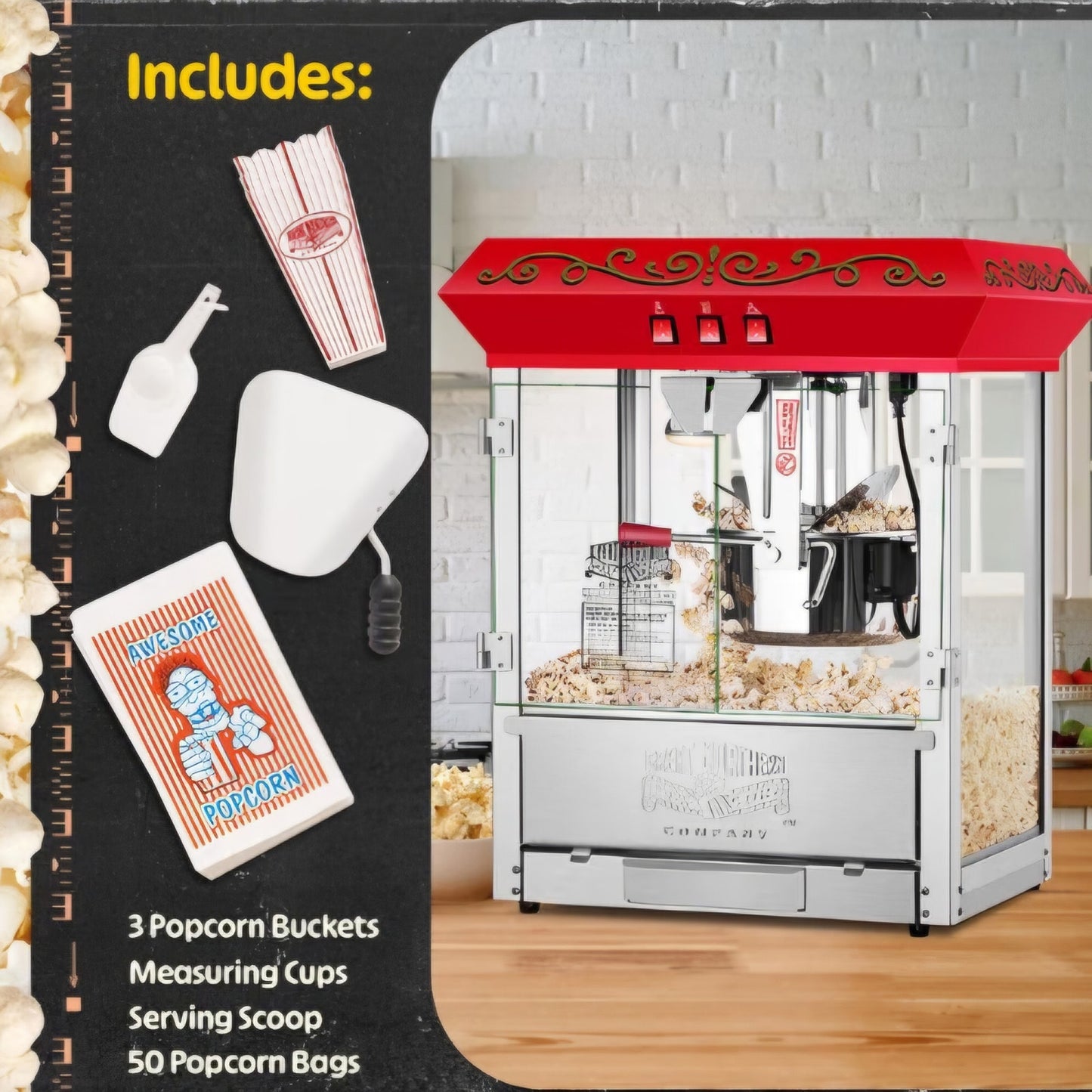 Great Northern Popcorn Company 5995 10 oz. Perfect Popper Popcorn Machine with Cart - Red
