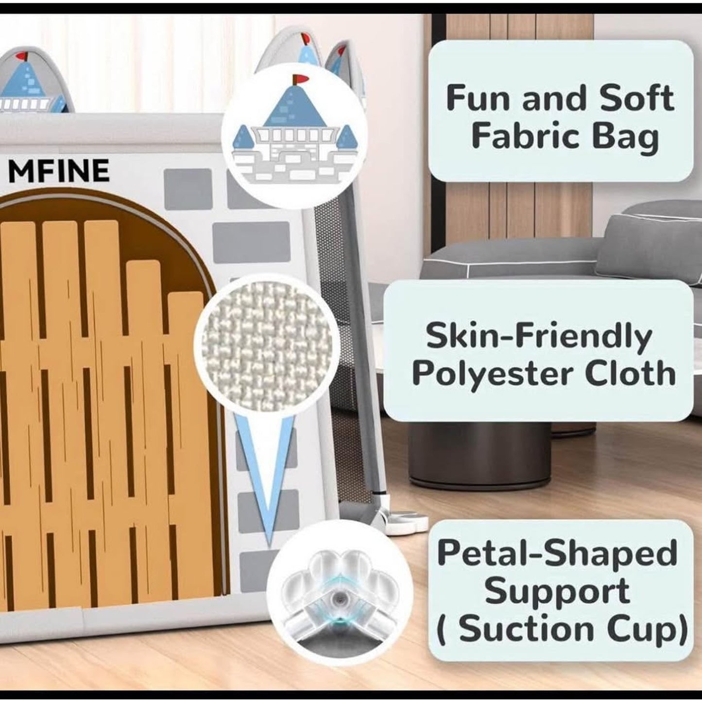 Baby Playpen,Baby Castle Play Pens for Babies and Toddlers,Kids Play Pin,Visible Play Yard with Gate