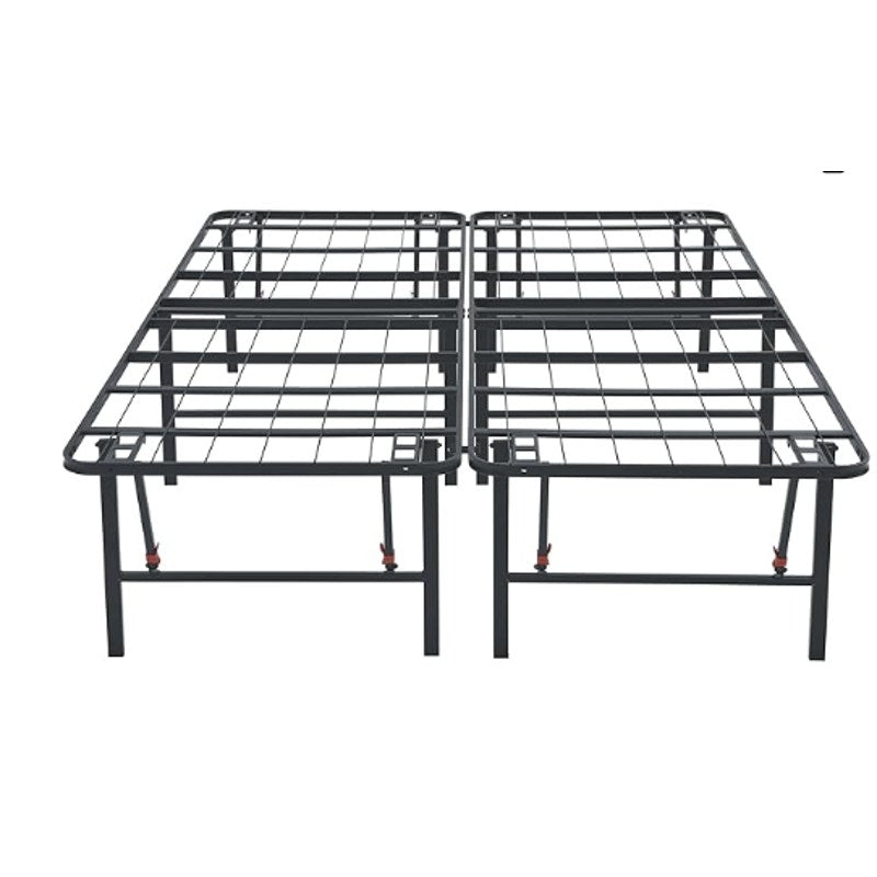 Queen Foldable Metal Platform Bed Frame with Storage, Sturdy Steel