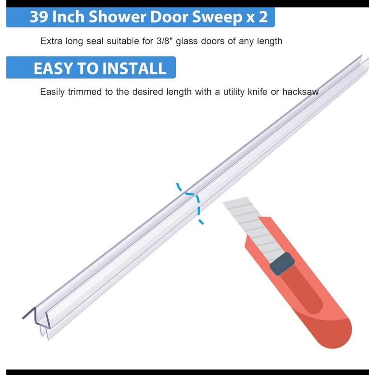 2-Pack Butecare Frameless Shower Door Bottom Seal for Glass Doors – Stop Shower Leaks and Create a W
