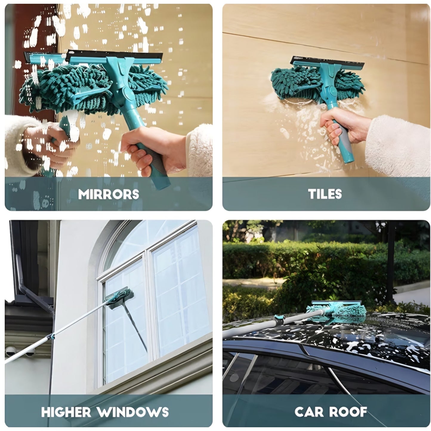 Window Cleaner Tool with 5-Stage Telescoping Pole Squeegee with 7-30 Ft Extension Pole