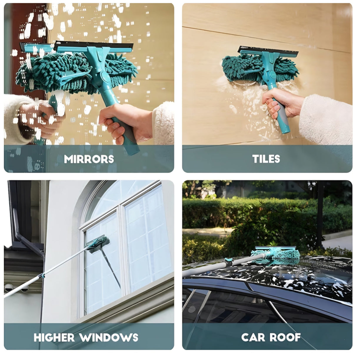 Window Cleaner Tool with 5-Stage Telescoping Pole Squeegee with 7-30 Ft Extension Pole