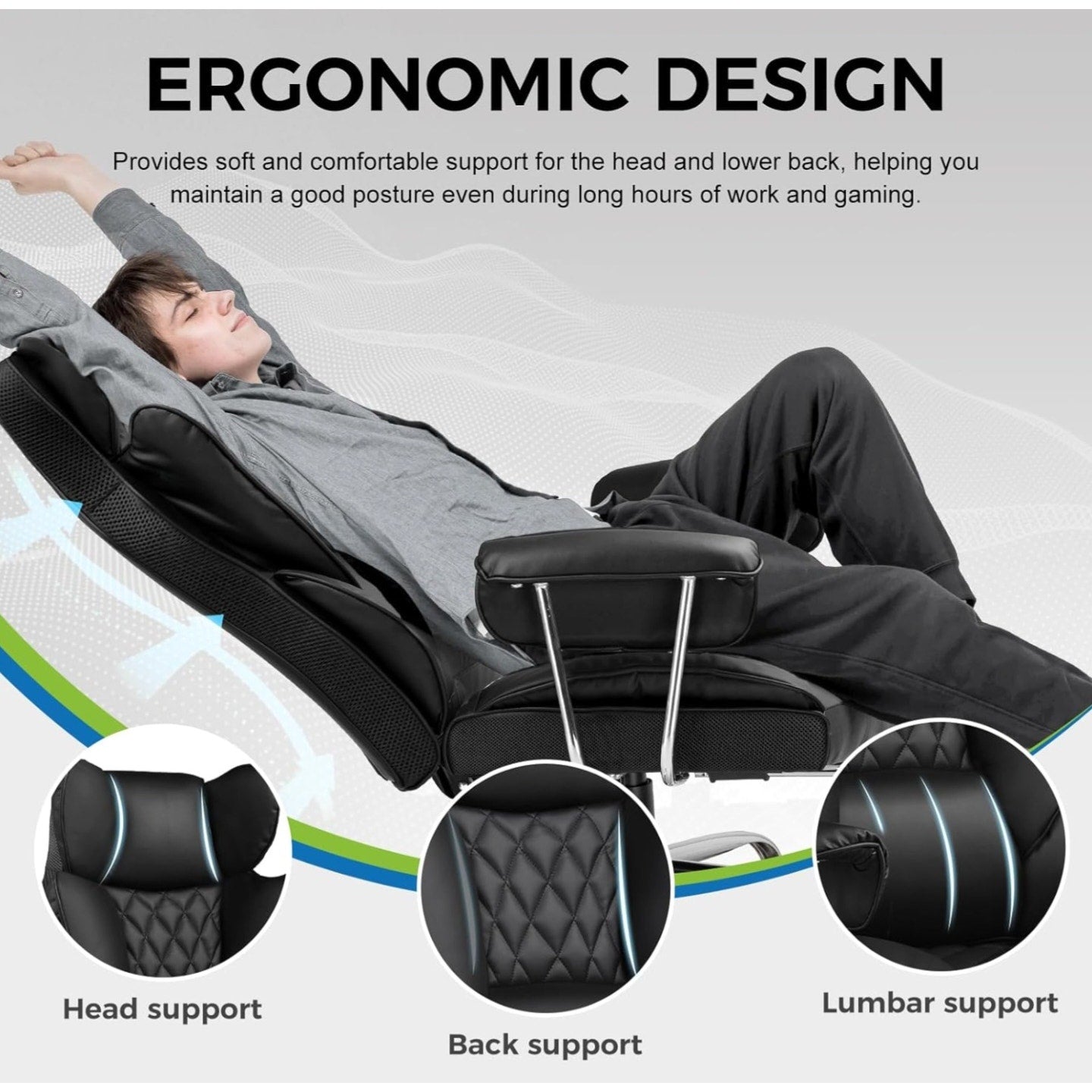GTRACING Gaming Chair,Office Chair with Pocket Spring Lumbar Support, Ergonomic Comfortable Wide