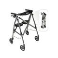 Stander Space Saver Rollator, Lightweight Folding Rolling Walker with Seat for Seniors & Adults,