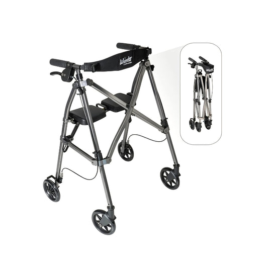 Stander Space Saver Rollator, Lightweight Folding Rolling Walker with Seat for Seniors & Adults,