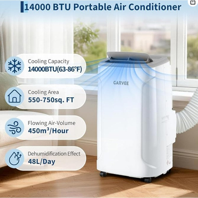 Garvee 14,000 BTU Portable Air Conditioner, 3-in-1 Portable AC for Rooms